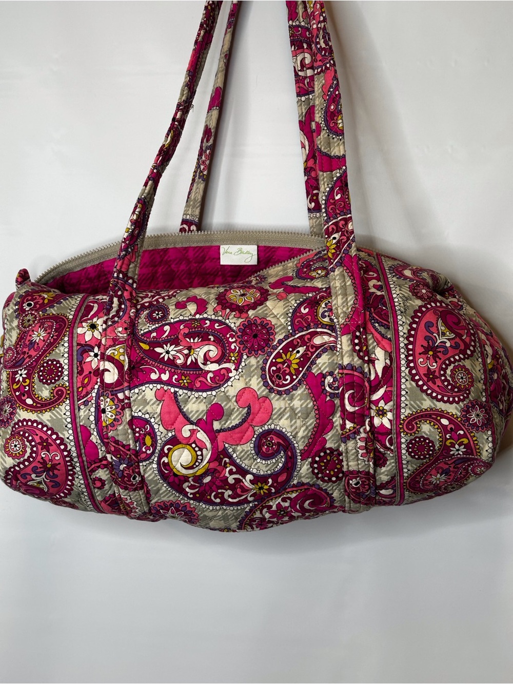 Vera Bradley Fuchsia Paisley Quilted Duffel Bag